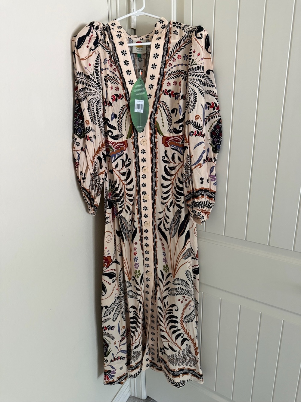 FARM Rio Cream Maxi Dress with Botanical Multicolor Print
